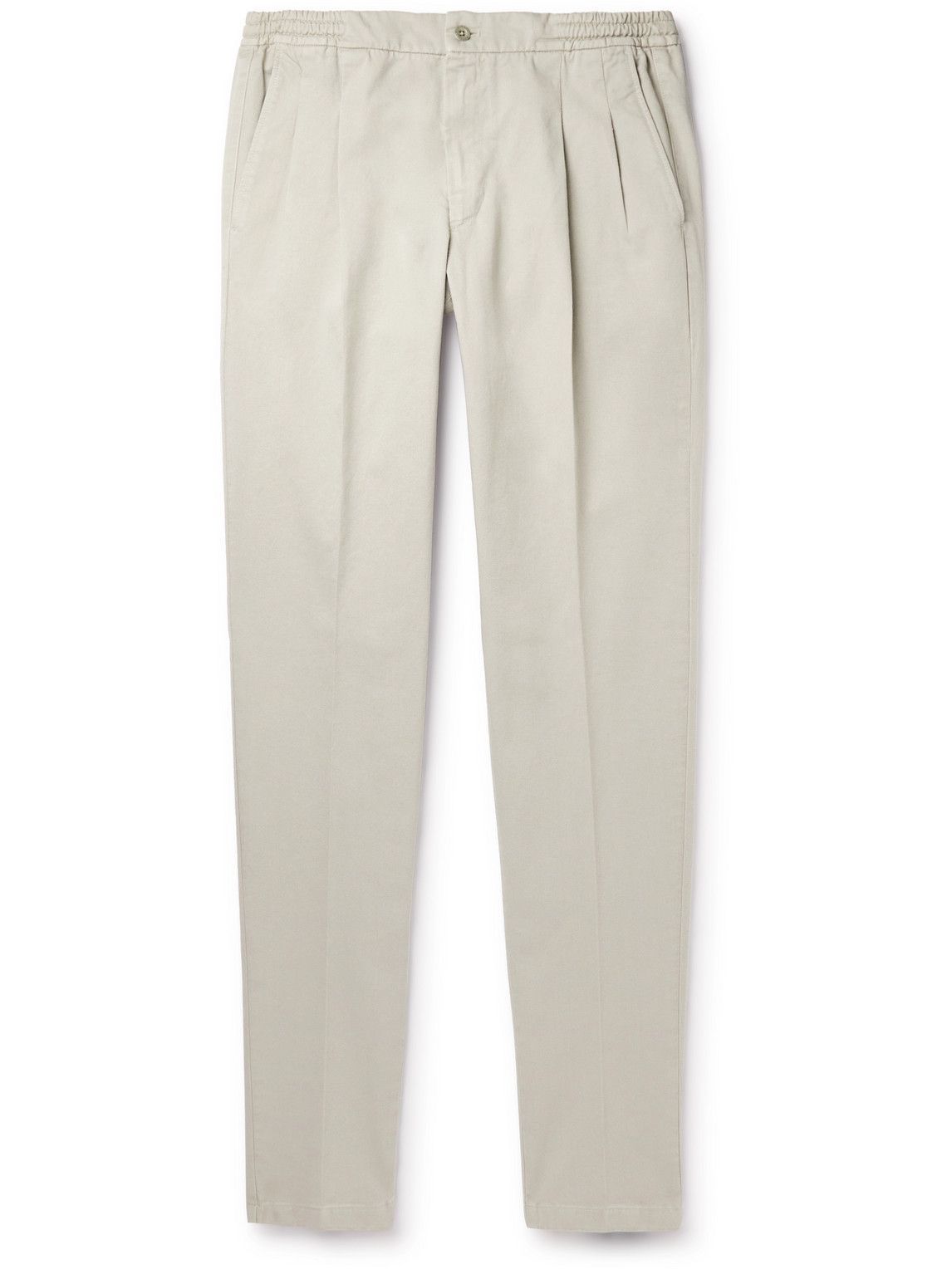 Rubinacci - Straight-Leg Pleated Cotton-Twill Trousers - Gray Rubinacci