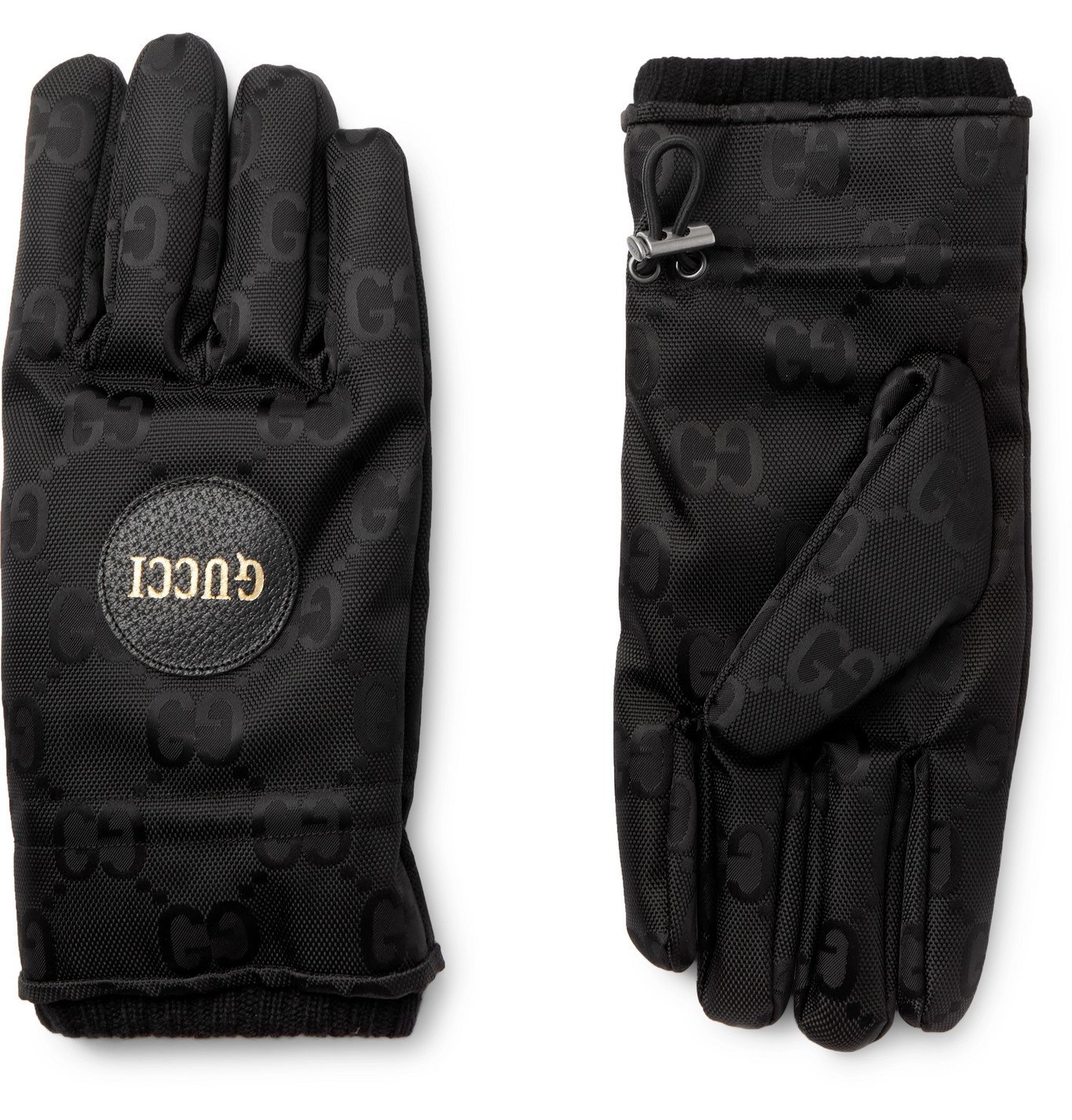 GUCCI - Padded Cashmere-Lined Logo-Jacquard Shell Gloves - Black Gucci