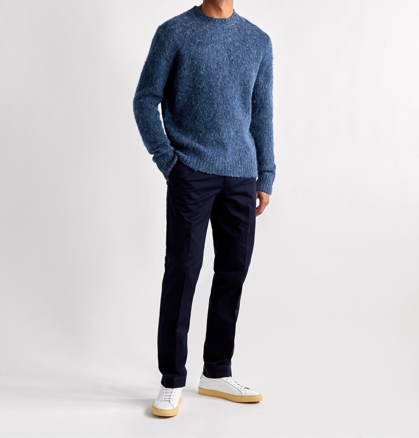 Aspesi - Brushed Shetland Wool Sweater - Blue Aspesi