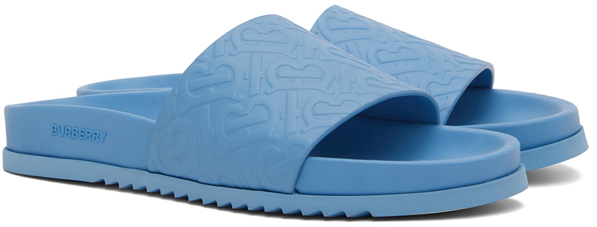 Burberry Blue Sharkfin Slide Sandals Burberry