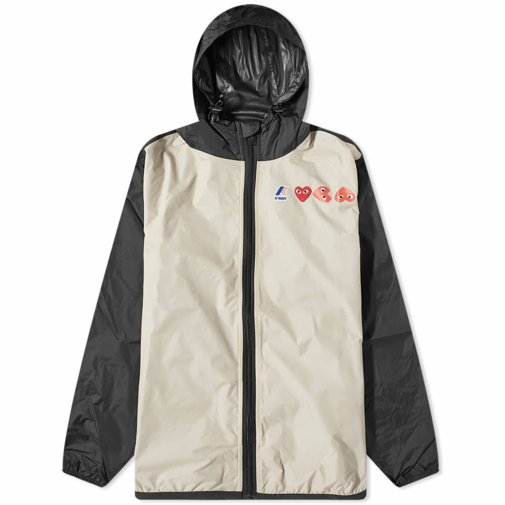 Comme des Garçons Play x K-Way Full Zip Block Colour Jacket in Beige ...