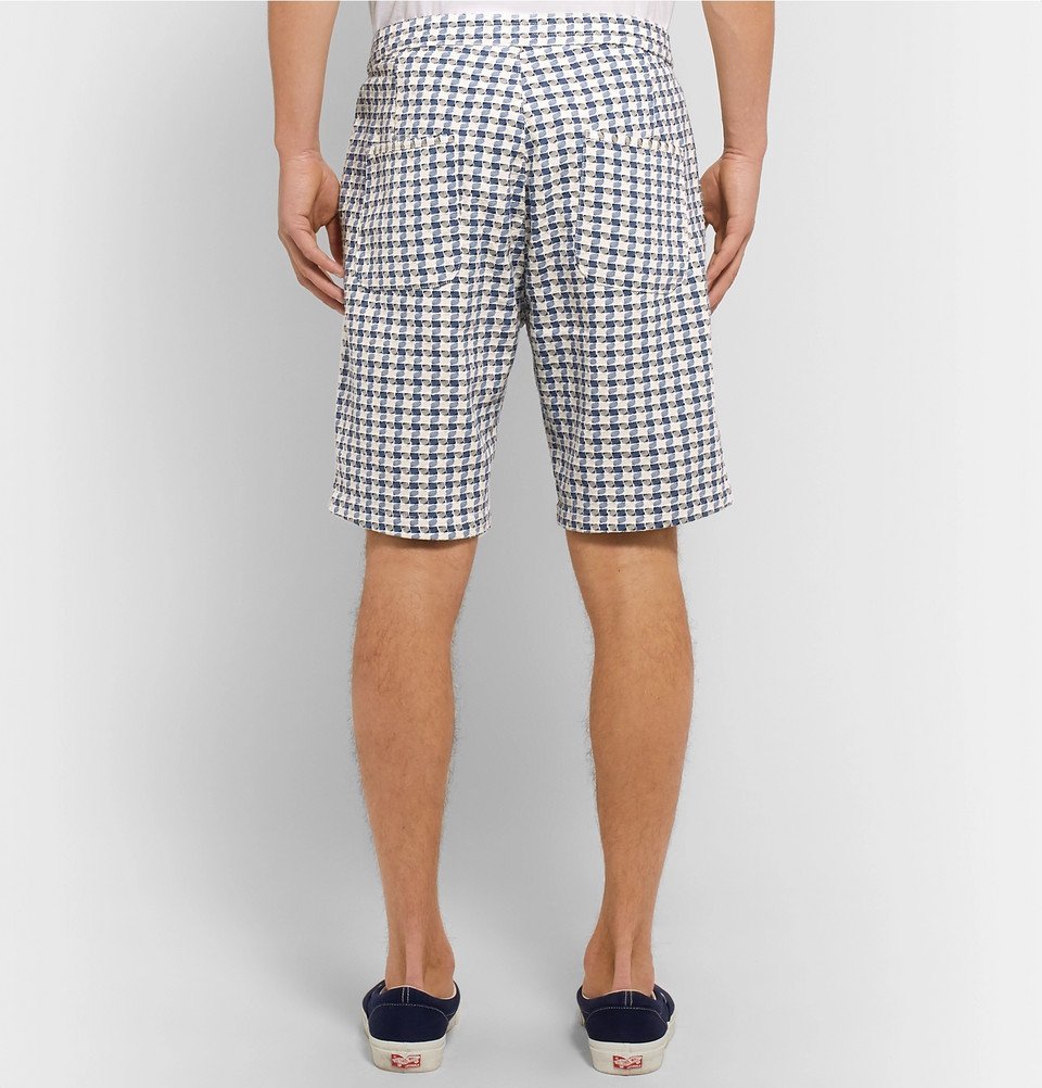 Oliver Spencer - Ebley Checked Woven Cotton Shorts - Blue