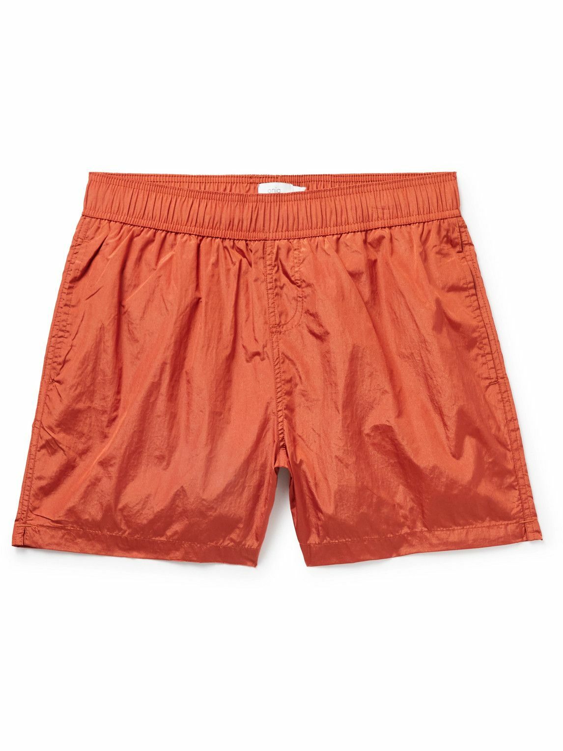 Photo: Onia - Slim-Fit Mid-Length Crinkled-Nylon Swim Shorts - Orange