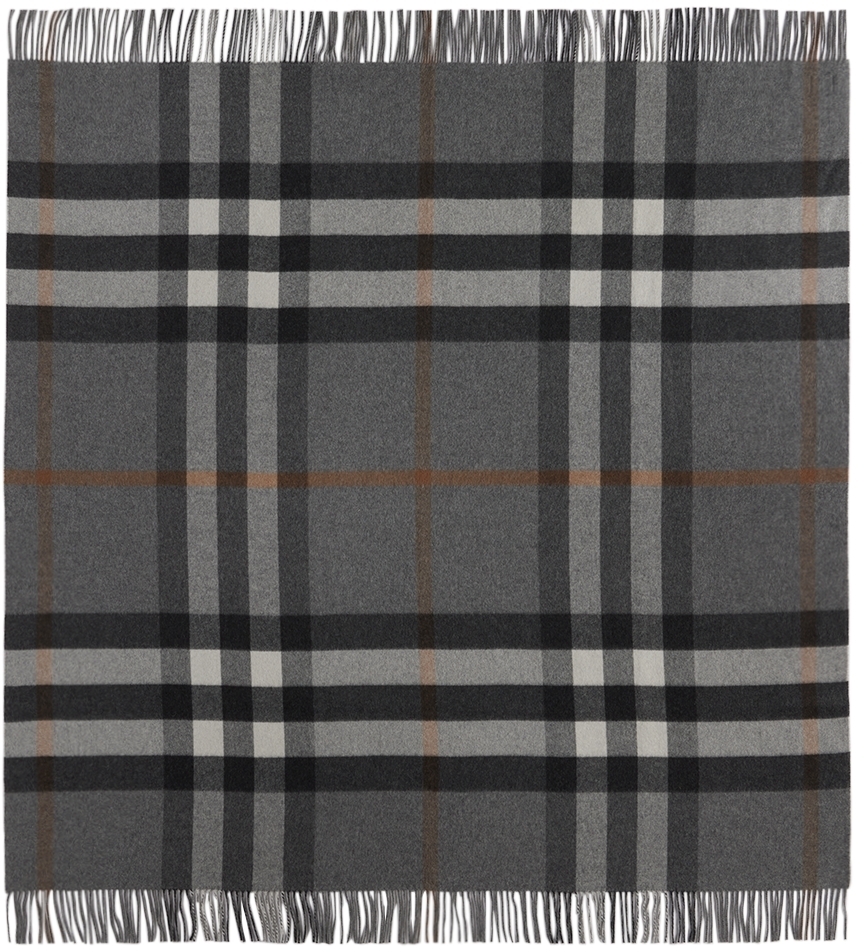 Burberry Gray Exaggerated Check Blanket Burberry
