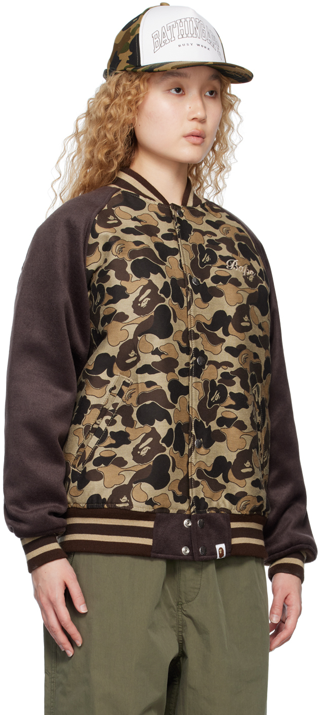 BAPE Brown Cookie Camo 2 Varsity Bomber A Bathing Ape