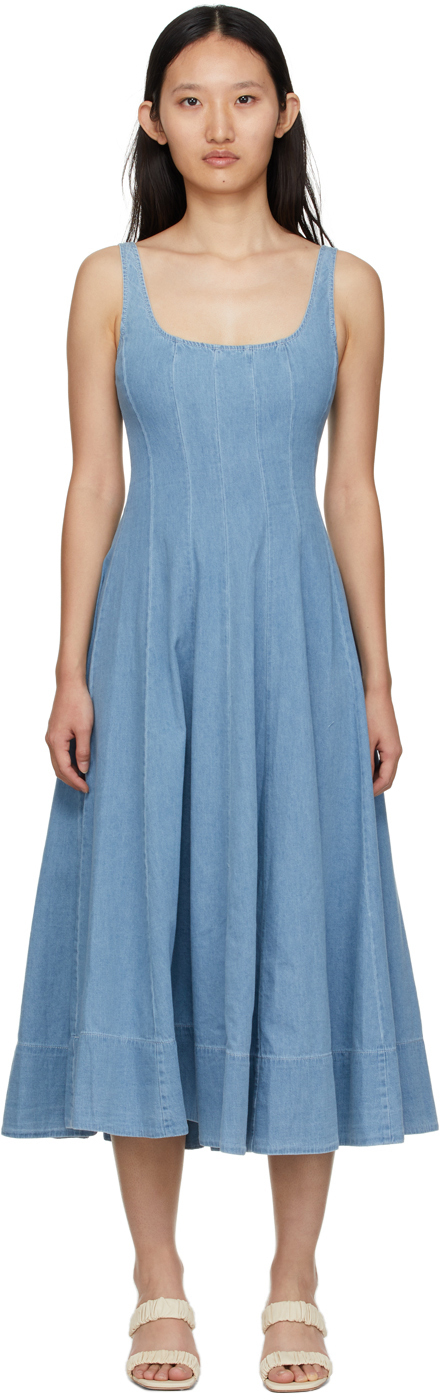 Staud Blue Denim Wells Dress Staud