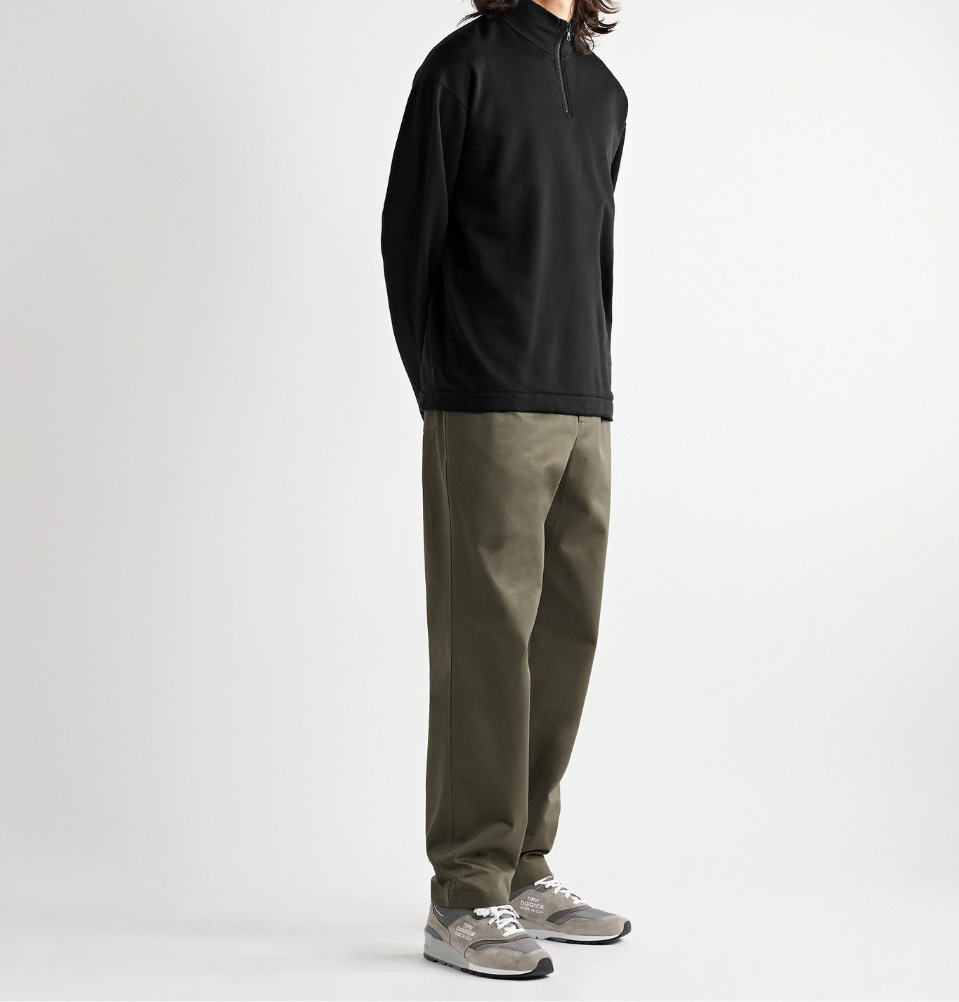 Fleece-Back Cotton-Jersey Half-Zip 