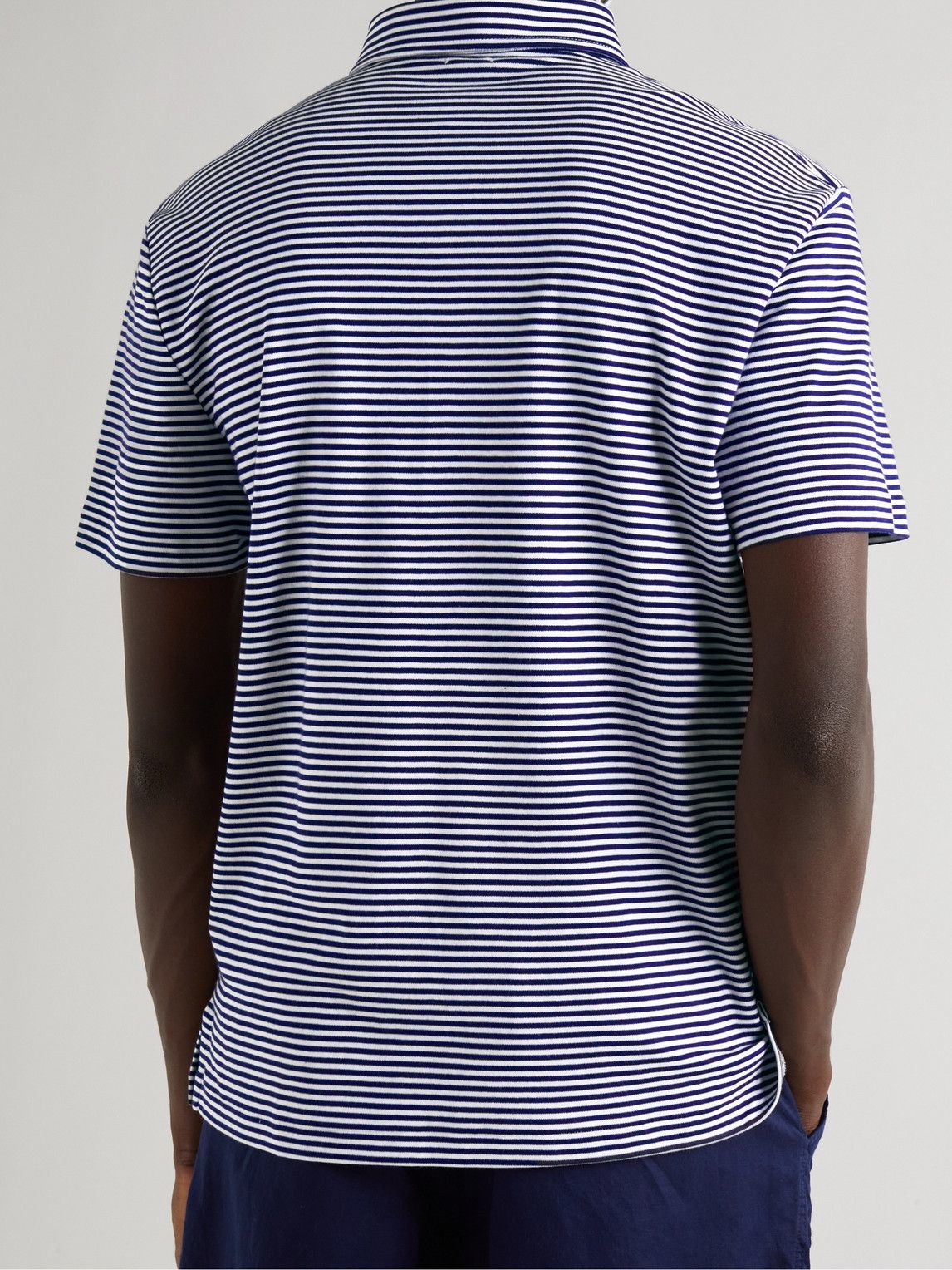 Polo Ralph Lauren - Logo-Embroidered Striped Cotton-Jersey Polo - Blue