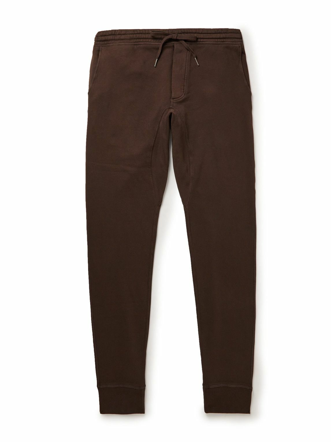 TOM FORD - Tapered Garment-Dyed Cotton-Jersey Sweatpants - Brown TOM FORD