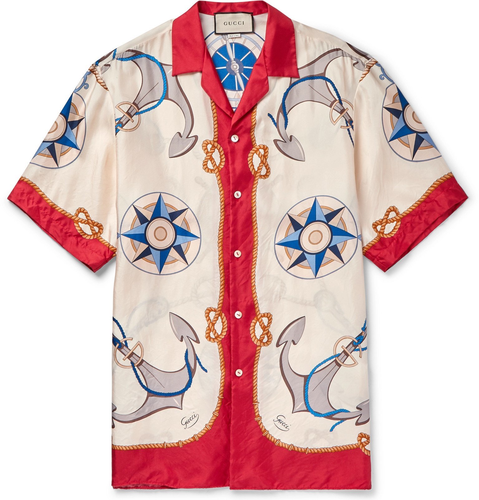 red gucci collar shirt