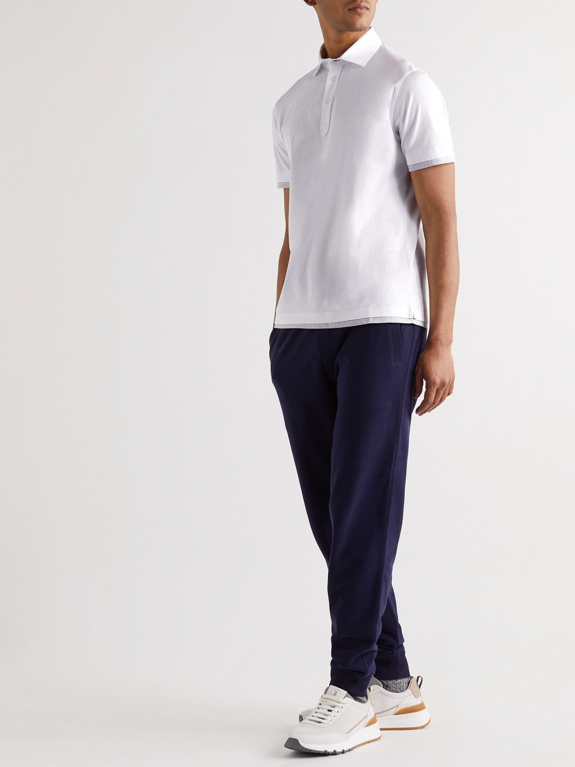 Brunello Cucinelli - Layered Cotton-Jersey Polo Shirt - White Brunello ...