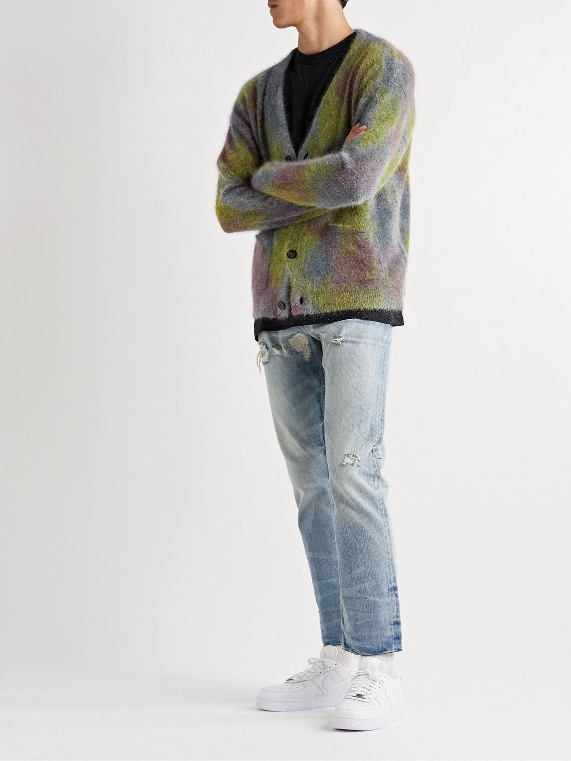 Tie-dyed Mohair Cropped Cardigan - aringo.com