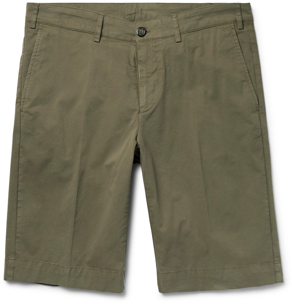 Canali - Cotton-Blend Twill Shorts - Green Canali