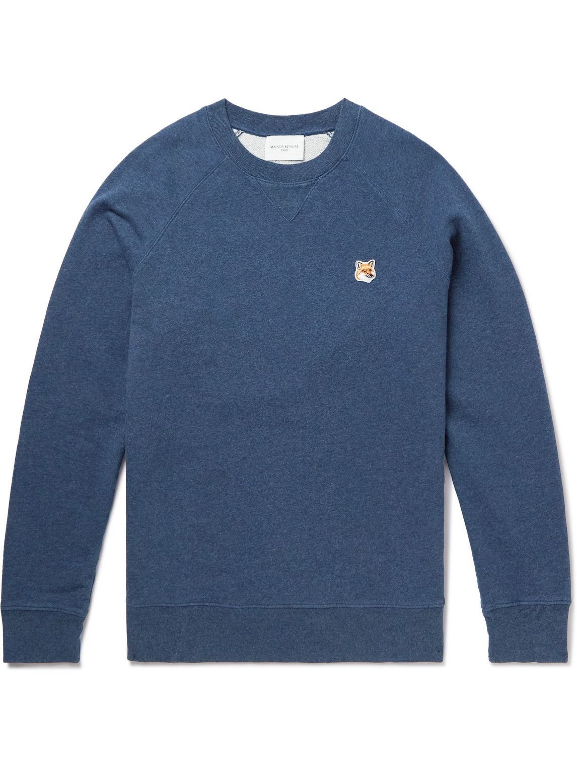 Maison Kitsuné - Logo-Appliquéd Cotton-Jersey Sweatshirt - Blue Maison ...