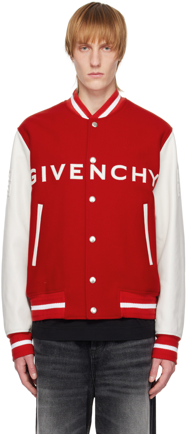 Givenchy Red & White Varsity Bomber Jacket Givenchy