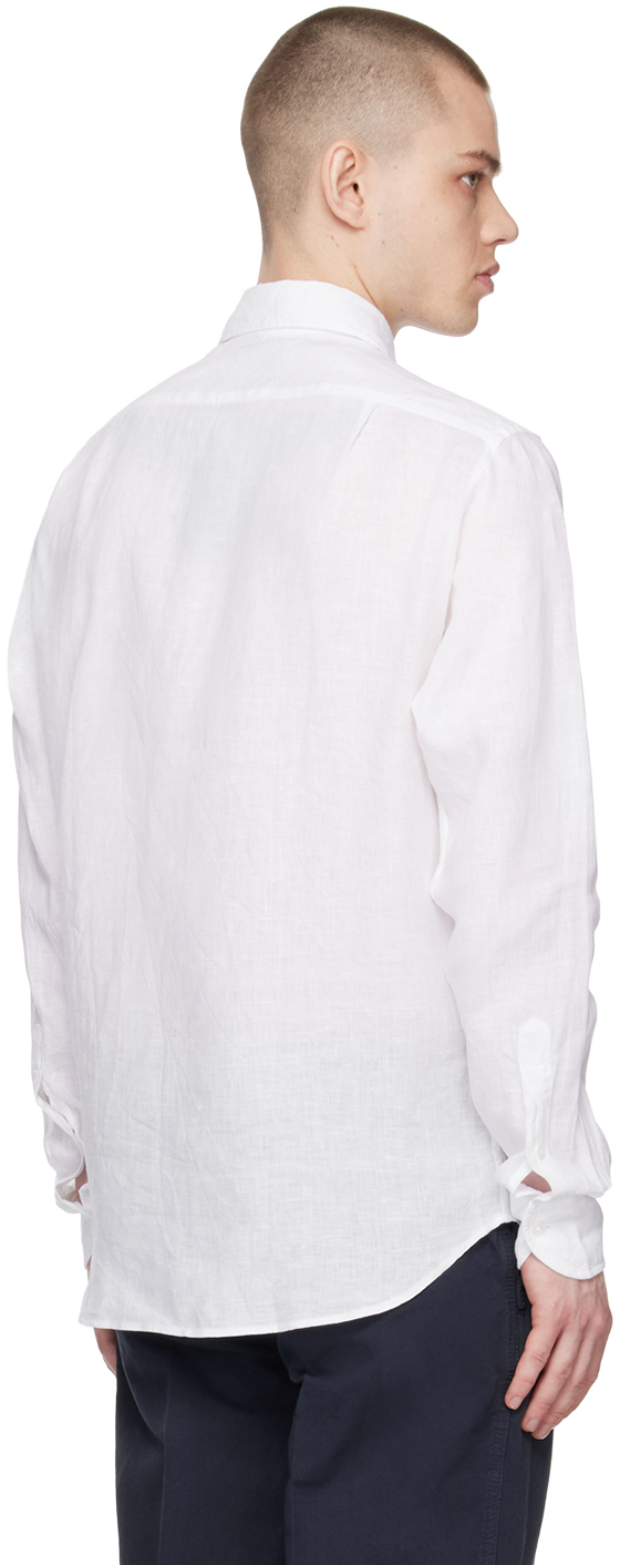 Drake's White Spread Collar Shirt Drake's