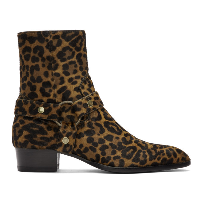 saint laurent leopard boots