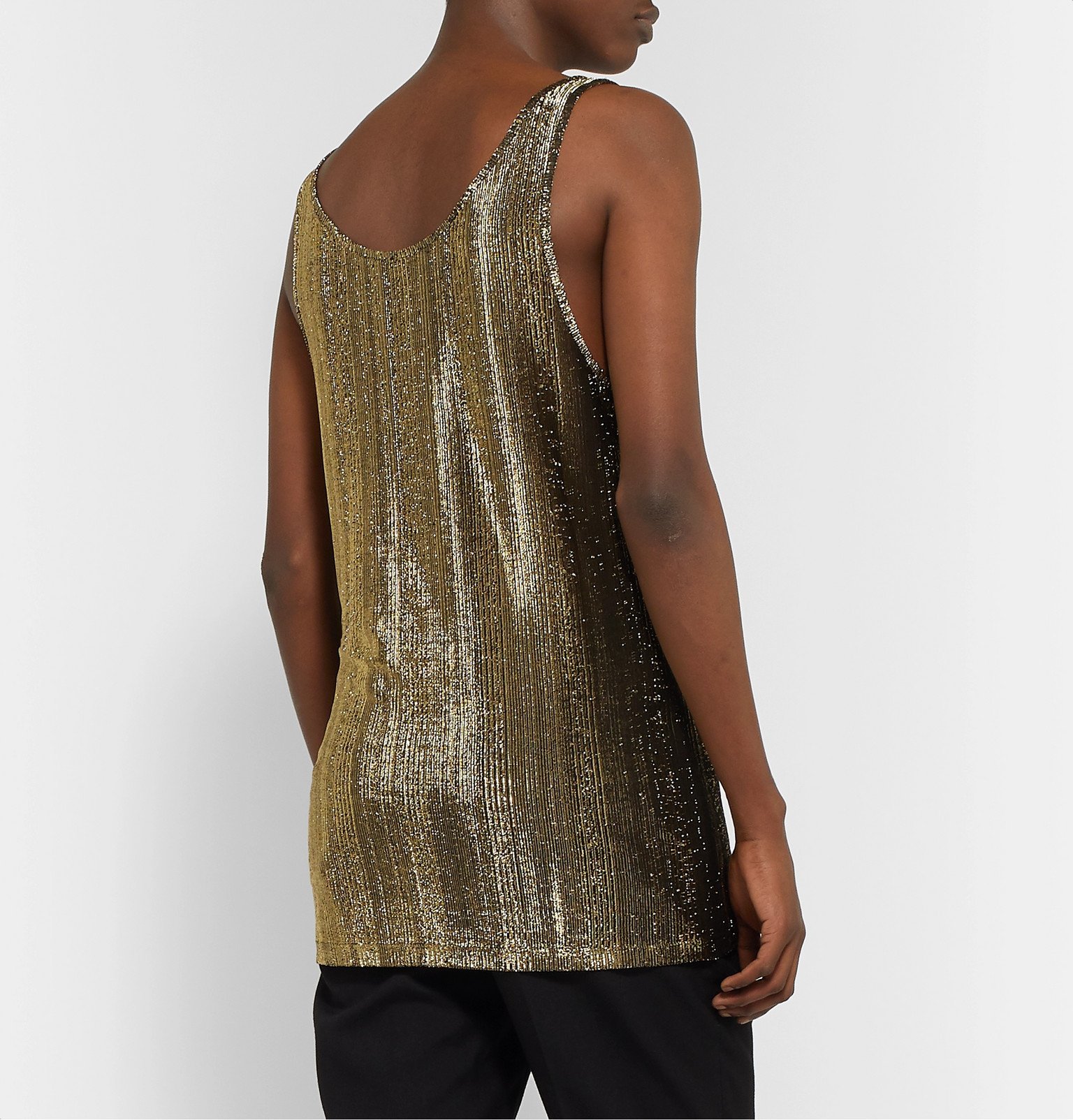 SAINT LAURENT - Metallic Jersey Tank Top - Gold Saint Laurent