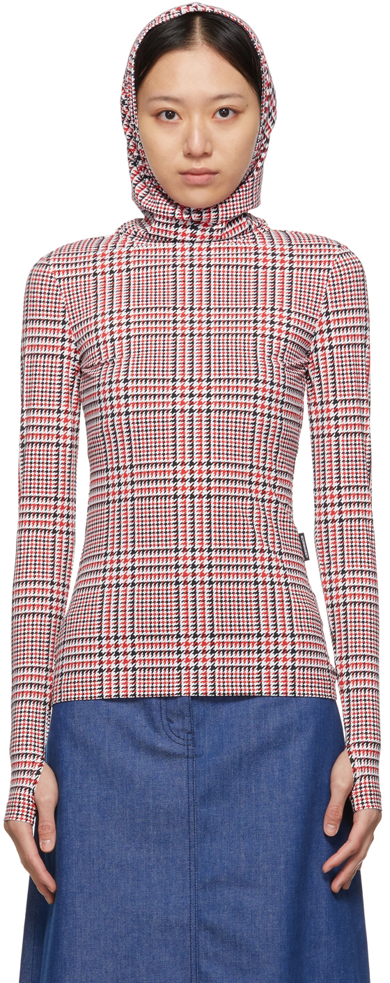 Photo: Burberry Red & White Houndstooth Belle Fitted T-Shirt