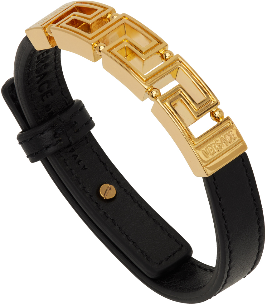 Versace Black & Gold Greek Key Bracelet Versace