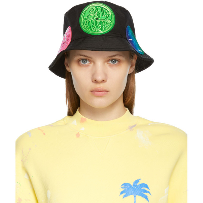 Palm Angels Black PA Record Patched Hat 