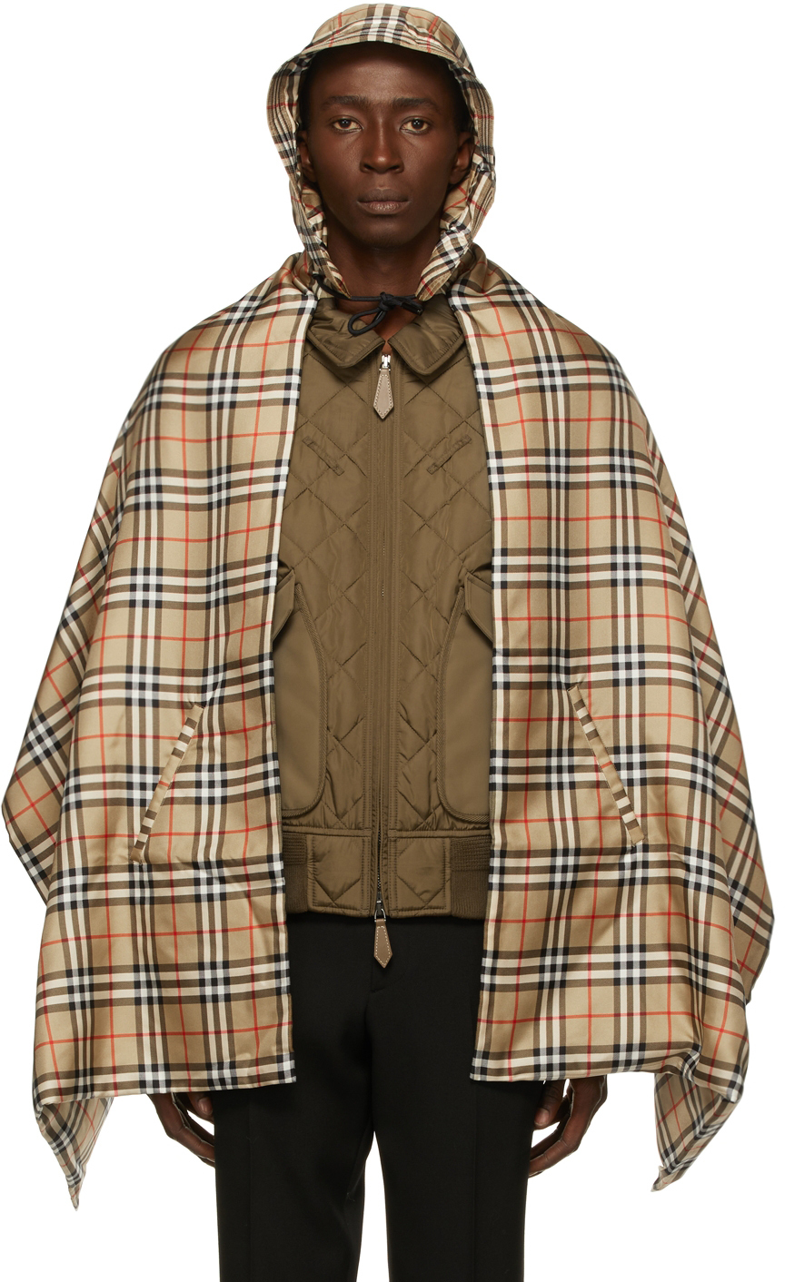 Photo: Burberry Beige Silk Check Padded Cape
