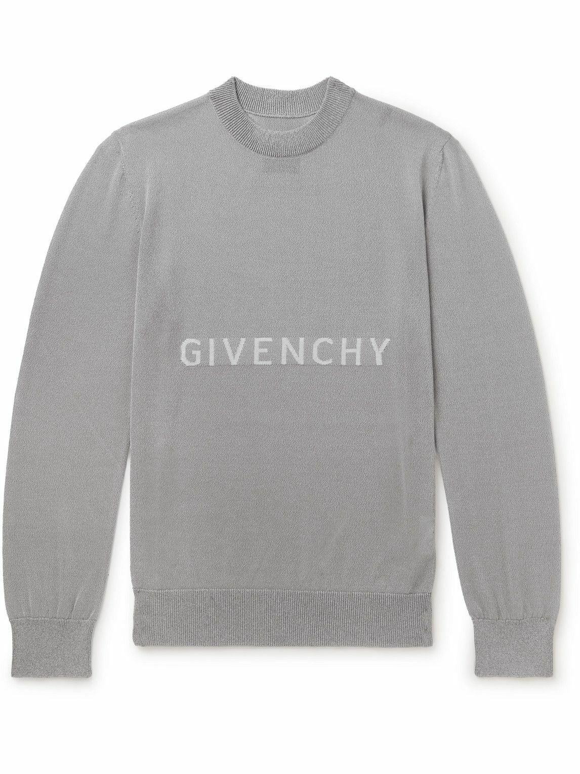Givenchy - Givenchy Logo-Intarsia Knitted Sweater - Gray Givenchy