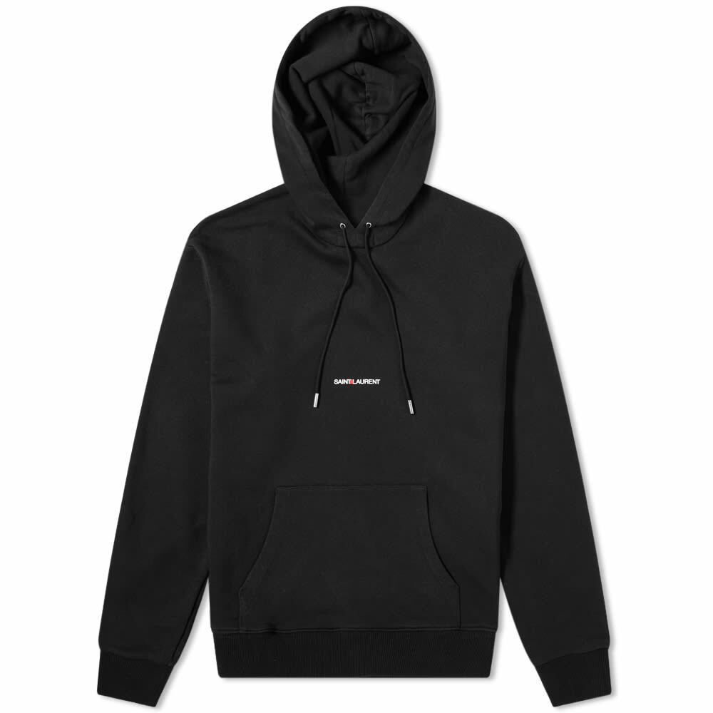 Saint Laurent Men's Archive Logo Hoody in Black Saint Laurent