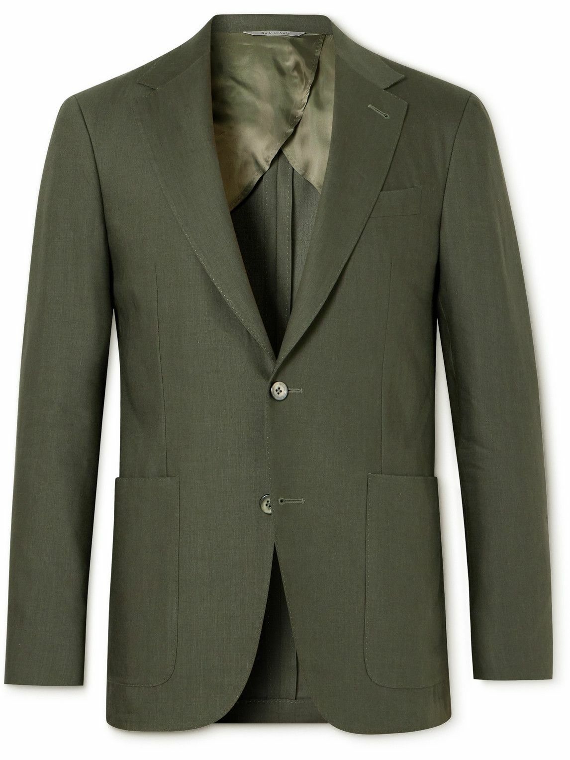 Canali Linen and WoolBlend Suit Jacket Green Canali