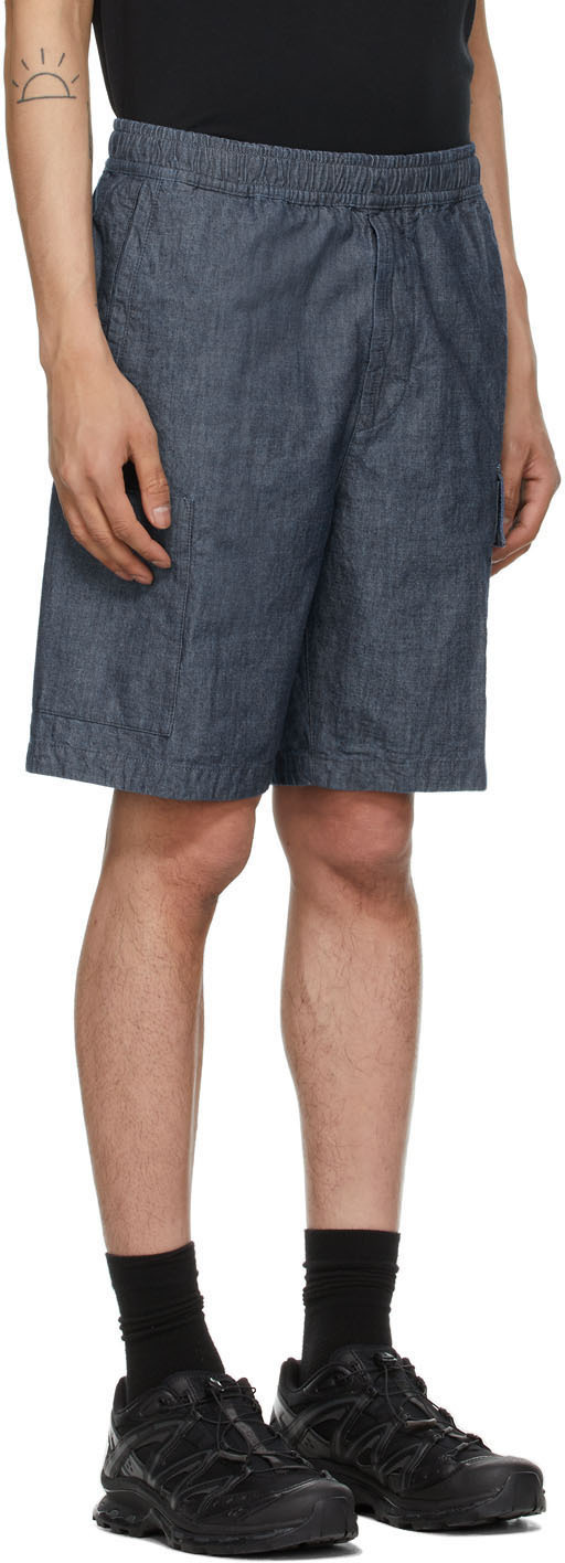 Blue Chambray Cargo Shorts Stone Island