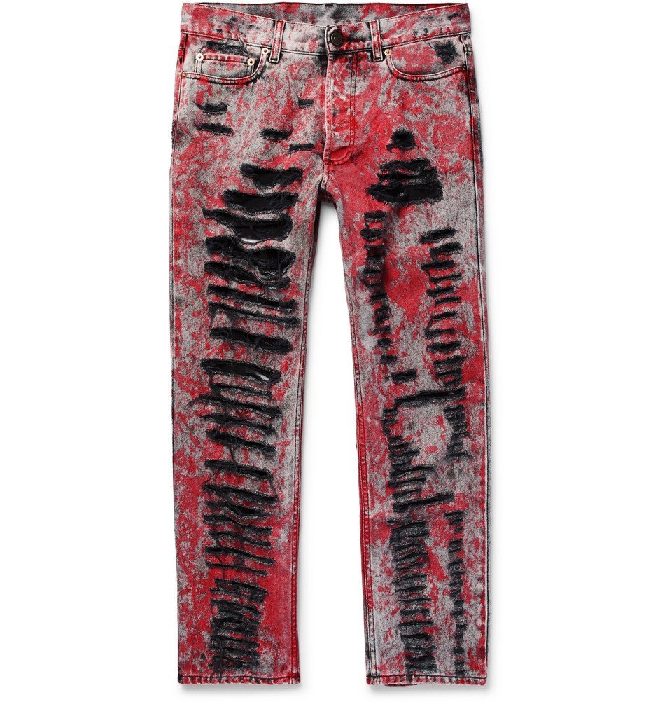 Gucci - Skinny-Fit Painted Distressed Jeans - Men - Red Gucci