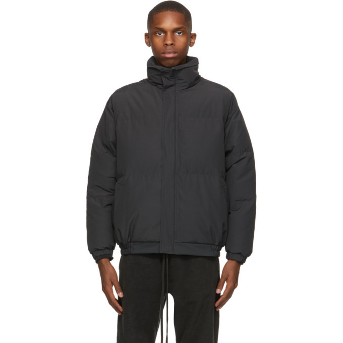 essentials black nylon puffer jacket