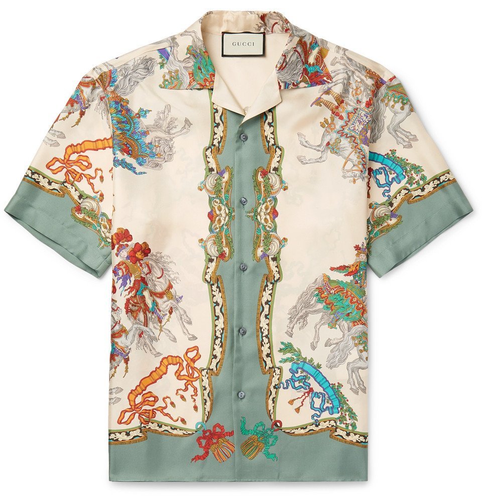 Gucci - Camp-Collar Printed Silk-Twill Shirt - Ivory Gucci