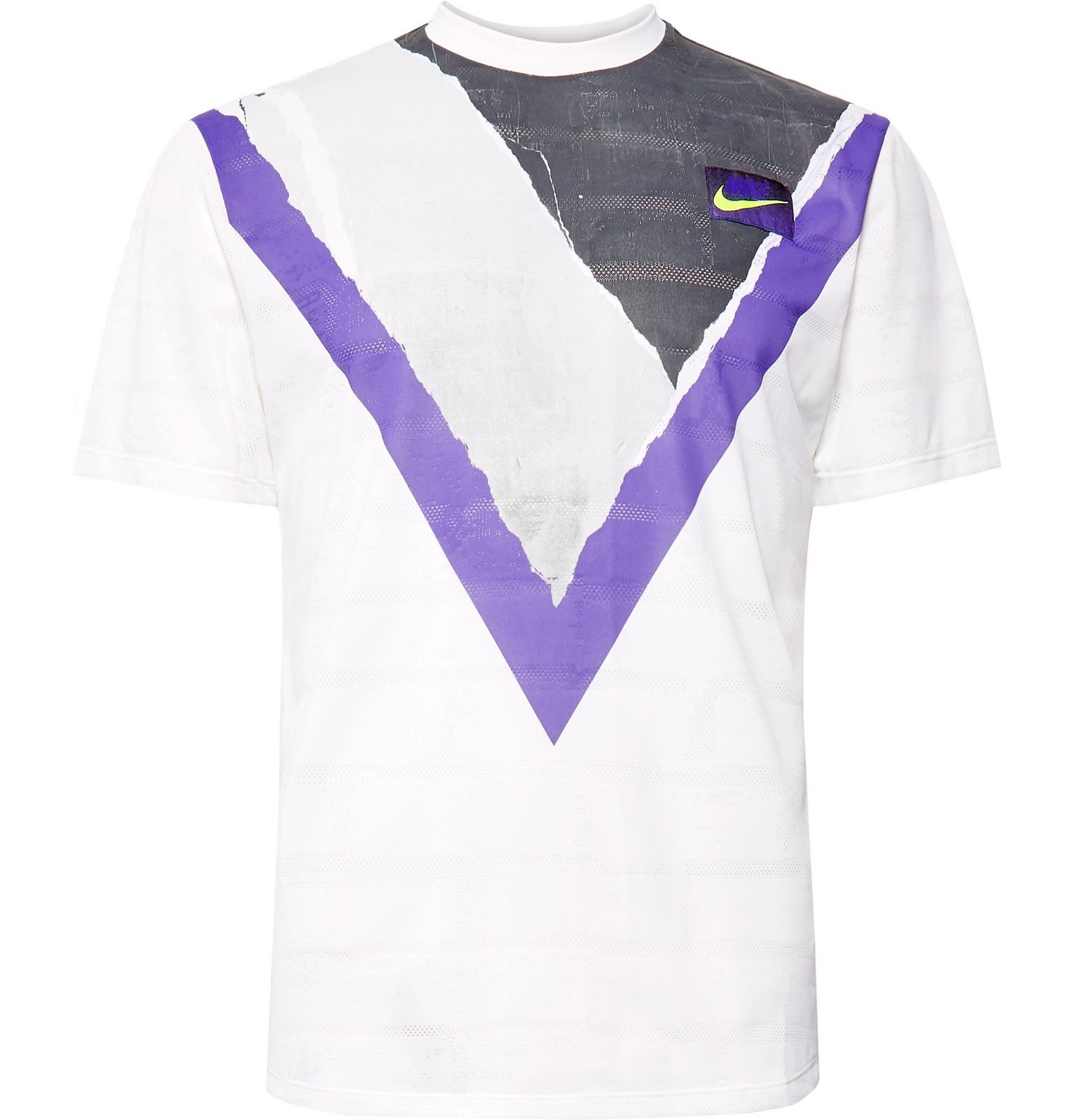 white purple nike shirt