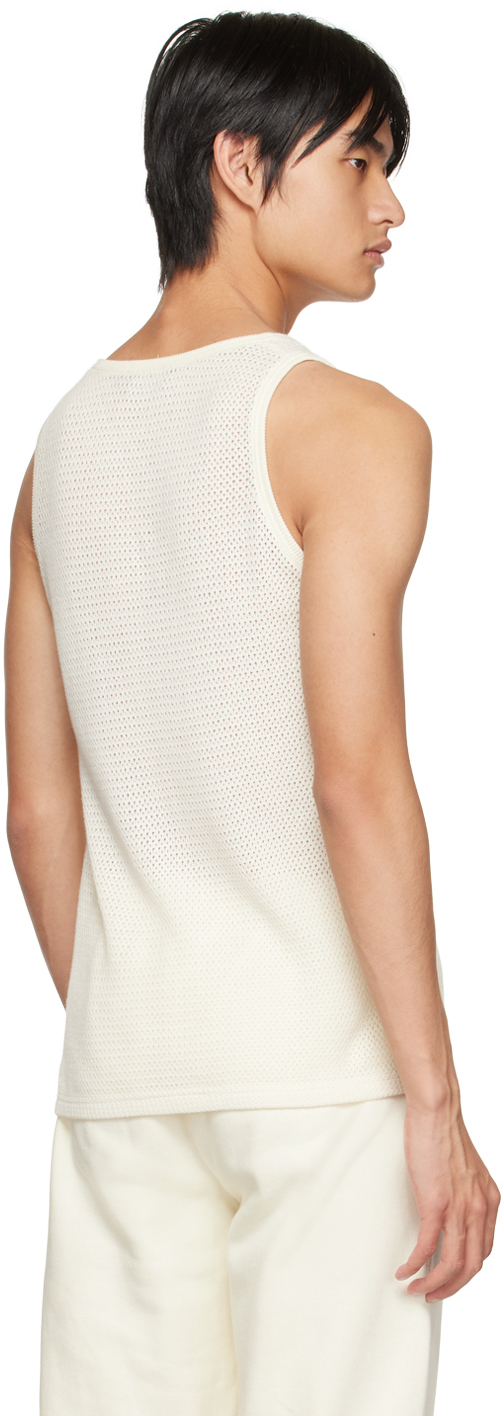 Late Checkout Off-White Knitted Singlet Tank Top