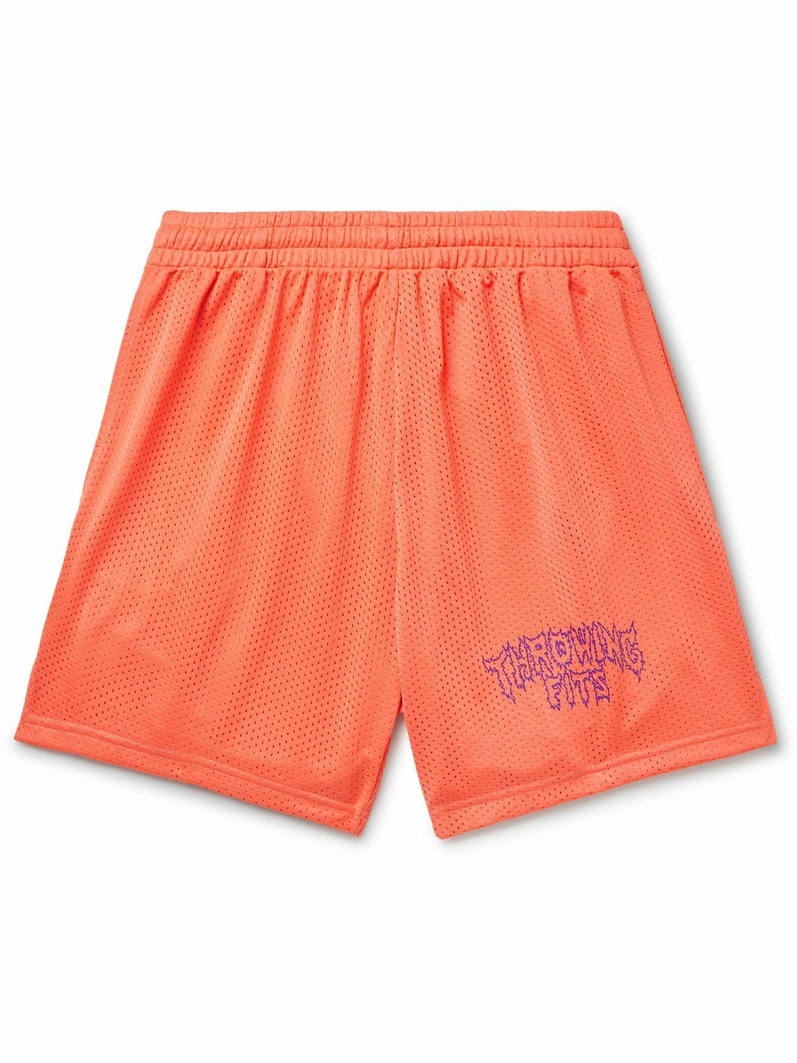 Throwing Fits StraightLeg LogoPrint Mesh Shorts Orange