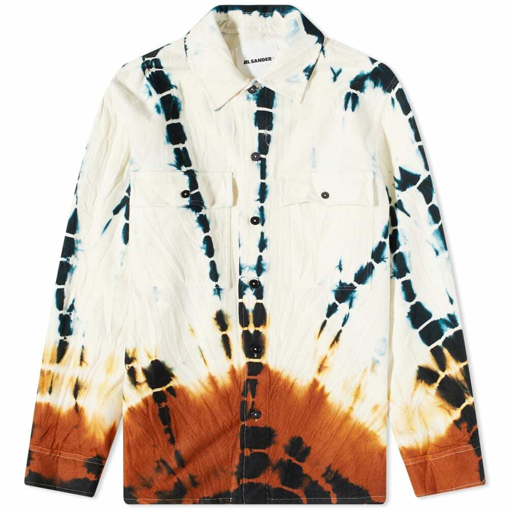 Jil Sander Men's Tie Dye Flannel Shirt in Open Beige Jil Sander
