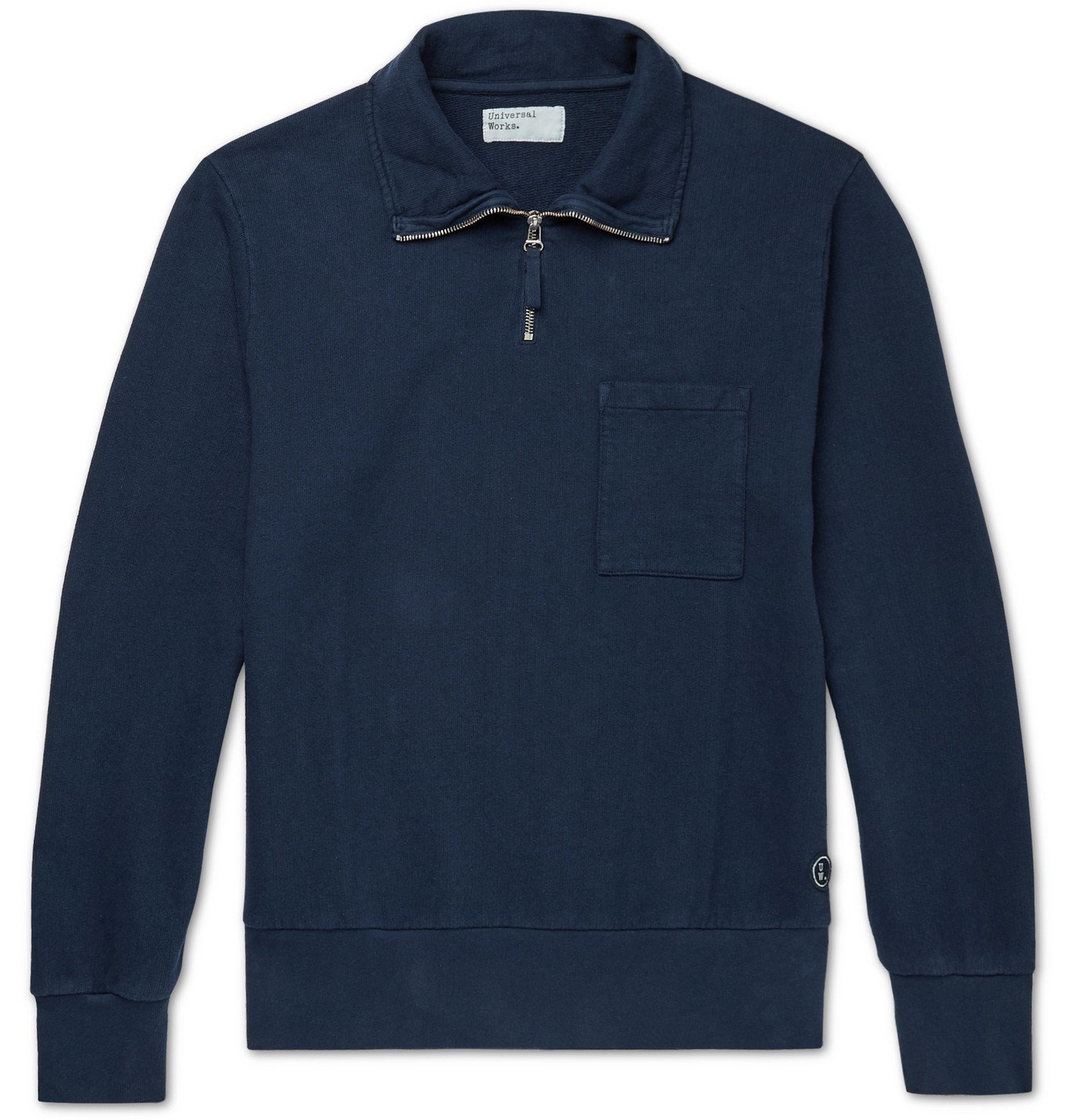 Universal Works - Half-Zip Loopback Cotton-Jersey Sweatshirt - Blue ...