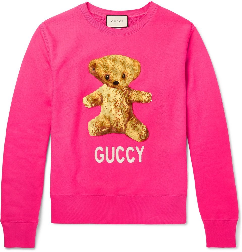 Gucci - Appliquéd Loopback Cotton-Jersey Sweatshirt - Men - Pink Gucci