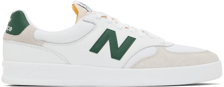 Photo: New Balance White & Green 300 Court Sneakers