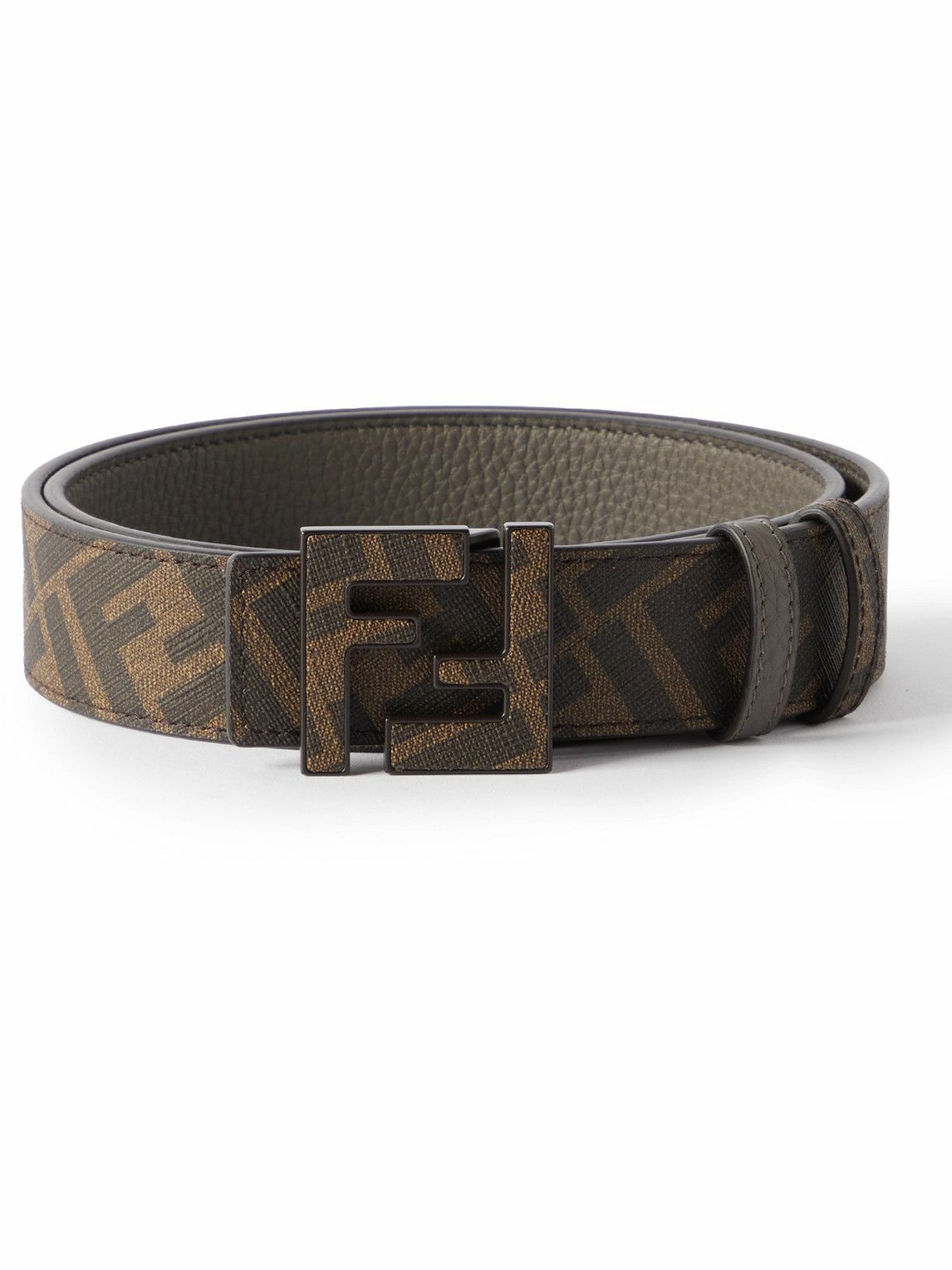 Fendi - 3.5 cm Reversible Monogrammed Leather Belt - Brown Fendi