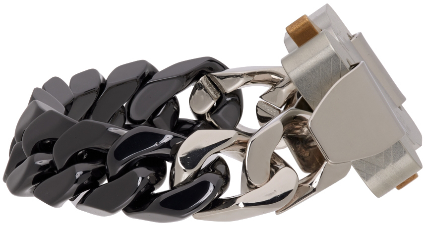 1017 ALYX 9SM Gunmetal & Silver Ceramic Buckle Chain Bracelet