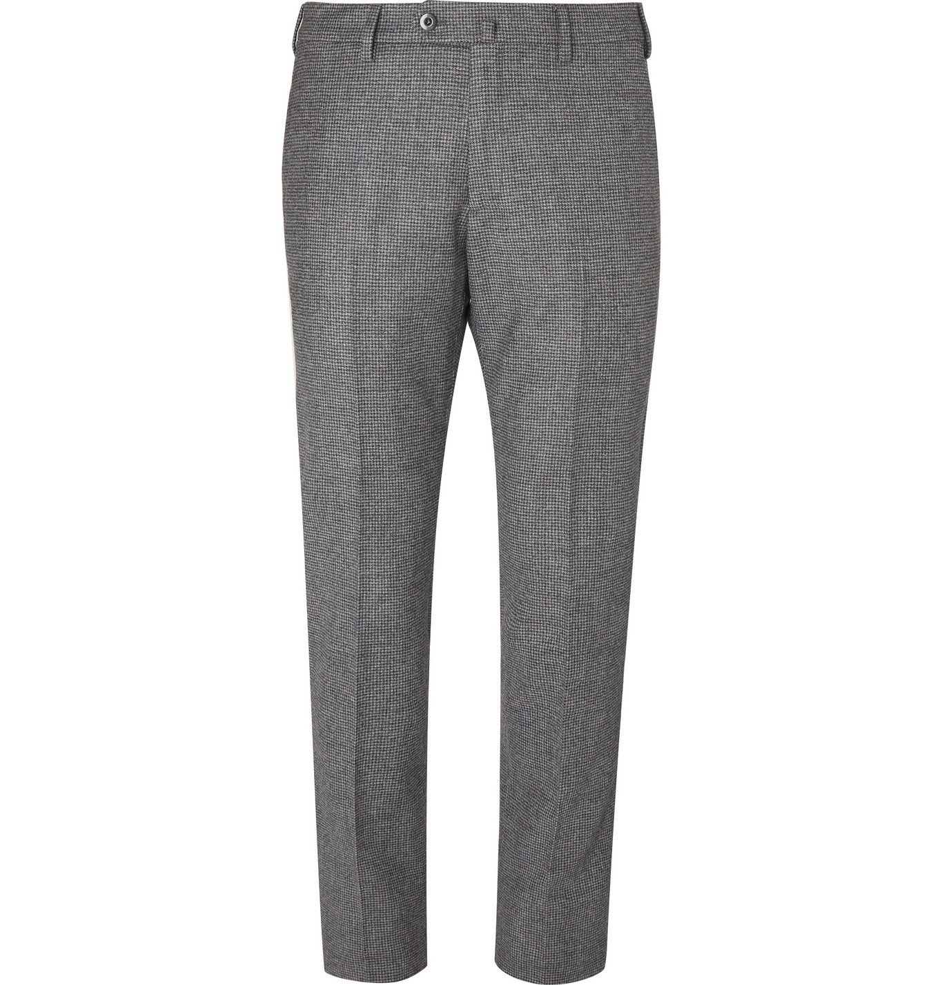 Loro Piana - Grey Slim-Fit Puppytooth Wool and Cashmere-Blend Trousers ...