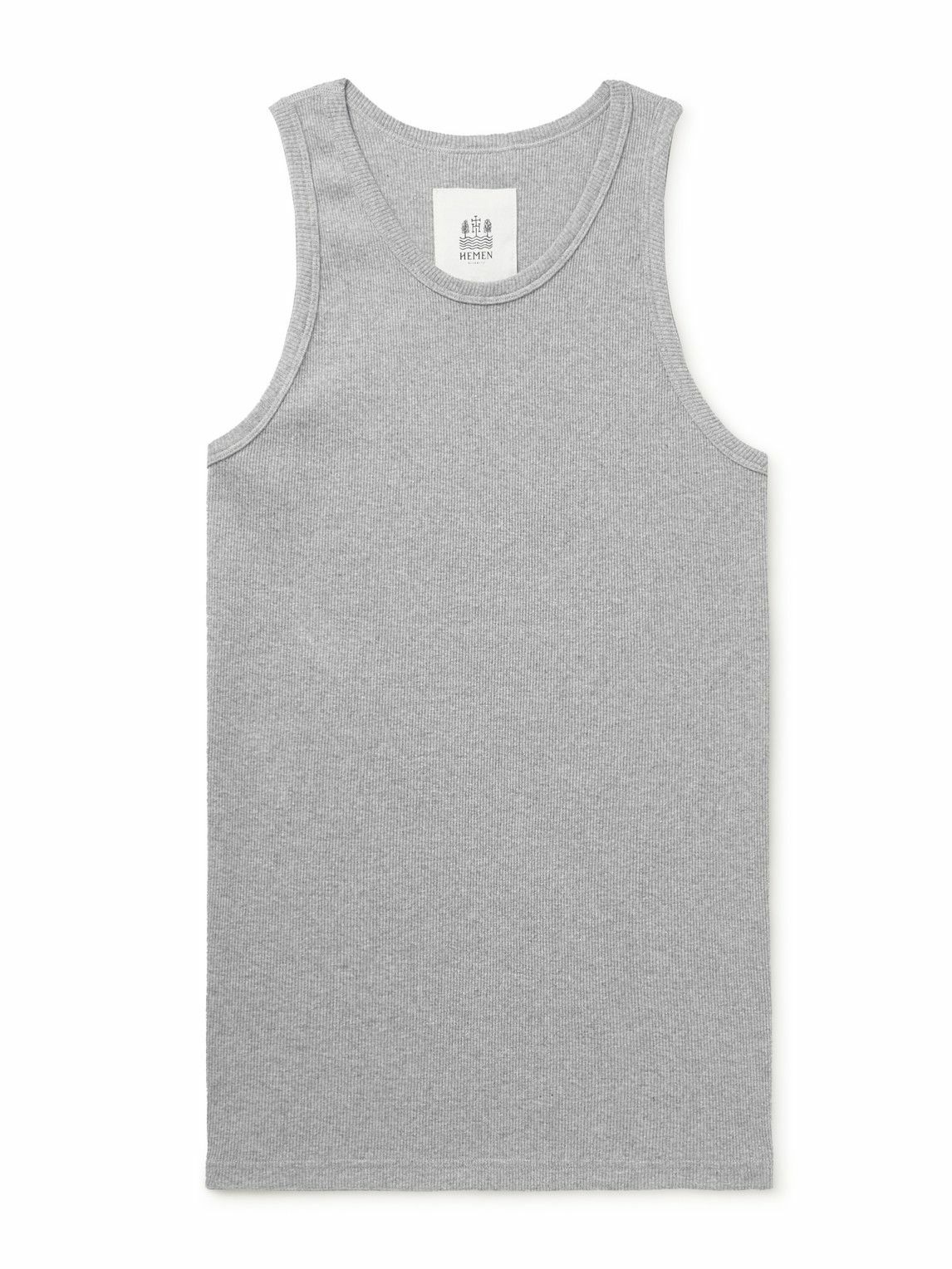 Hemen Biarritz - Gari Ribbed Stretch-Cotton Tank Top - Gray