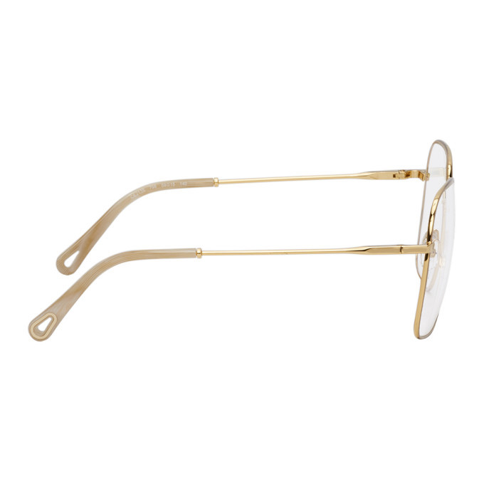 chloe gold metal square sunglasses