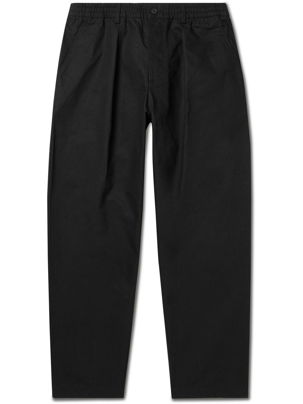 Universal Works - Wide-Leg Pleated Cotton-Ripstop Trousers - Black ...