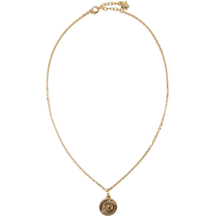 Versace Gold Small Circular Medusa Pendant Necklace Versace