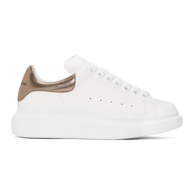 alexander mcqueen white & rose gold oversized sneakers