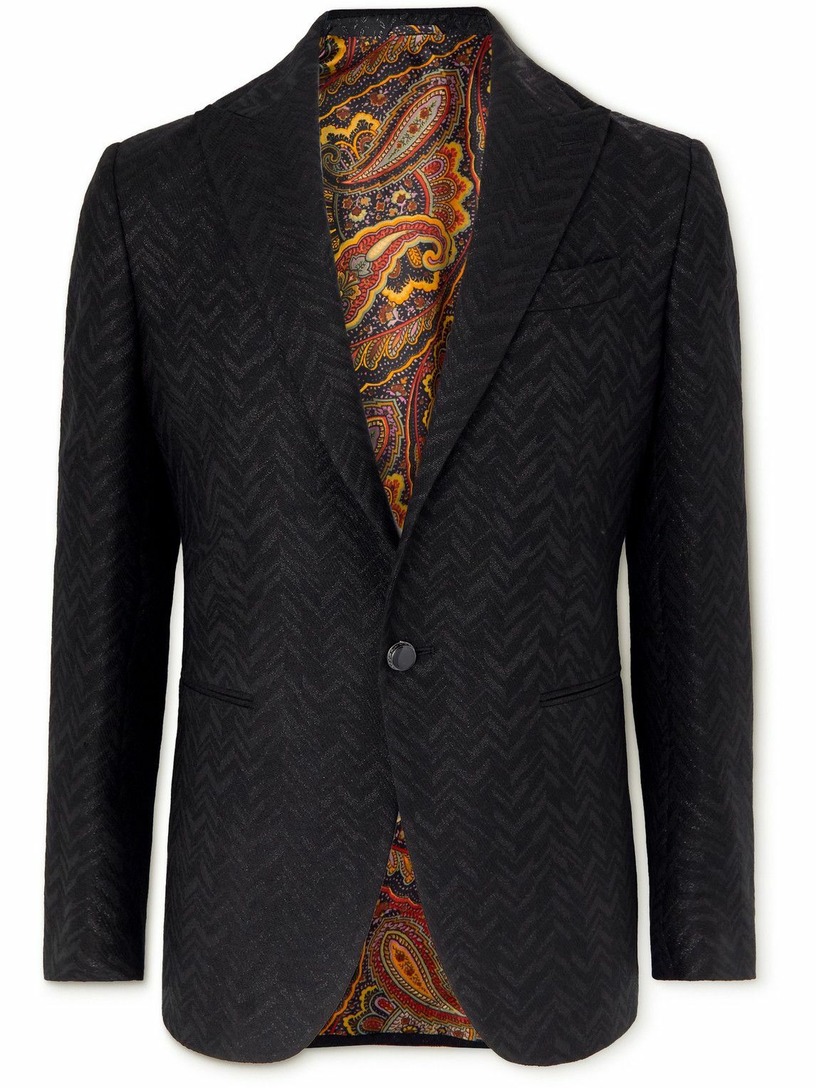 Etro - Metallic Virgin Wool-Blend Twill Tuxedo Jacket - Black Etro