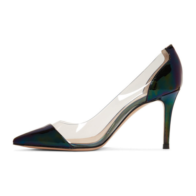 Gianvito Rossi Black Iridescent Patent Plexi 85 Heels Gianvito Rossi